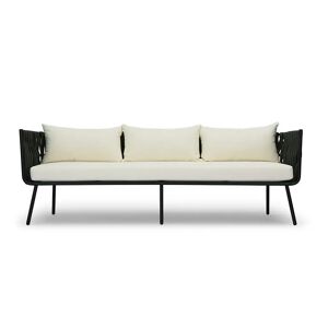 NV GALLERY Outdoor 3 Sitzer Sofa HAMPTONS - 3-Sitzer Gartensofa, Kissen in Beige & schwarzes Geflecht  Schwarz / Ecru