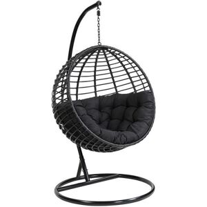 Hängesessel mit weißem Kissen - Polyrattan - Schwarz - BONTOC von MYLIA