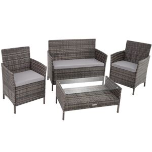 tectake Rattan Sitzgruppe Madeira 3+1 - grau