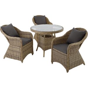 tectake Aluminium Rattan Sitzgruppe Zürich 3+1 - natur