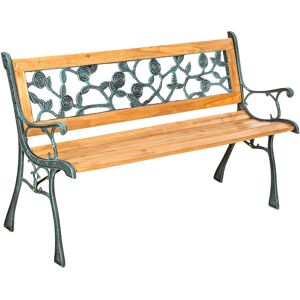 tectake Gartenbank Marina 2-Sitzer aus Holz und Gusseisen 124x52x74cm - braun