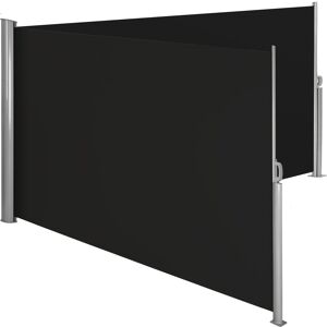 tectake Aluminium Doppel Seitenmarkise ausziehbar mit Aufrollmechanismus - 160 x 600 cm, schwarz