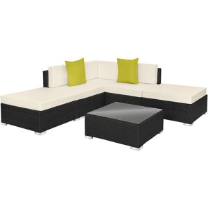 tectake Rattan Lounge mit Aluminiumgestell Paris - schwarz