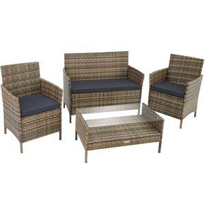 tectake Rattan Sitzgruppe Madeira 3+1 - natur