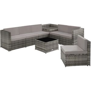 tectake Rattan Lounge Verona - grau