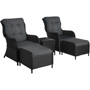 tectake Aluminium Rattan Sitzgruppe Benissa 2+2 - schwarz/grau