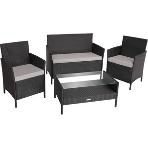 tectake Rattan Sitzgruppe Madeira 3+1 - schwarz/grau