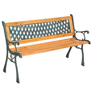 tectake Gartenbank Tamara 2-Sitzer aus Holz und Gusseisen 128x51x73cm - braun