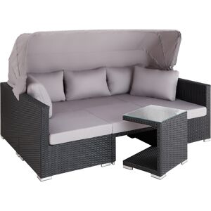 tectake Rattan Lounge mit Aluminiumgestell San Marino - schwarz