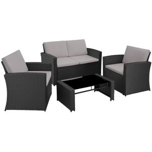 tectake Rattan Lounge Lucca - schwarz/grau