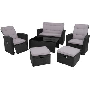 tectake Rattan Lounge Bari - schwarz