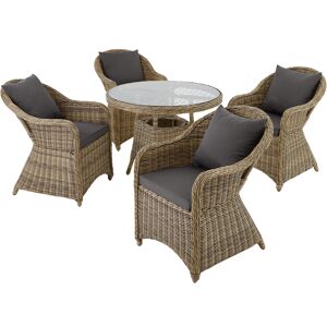 tectake Aluminium Rattan Sitzgruppe Zürich 4+1 - natur