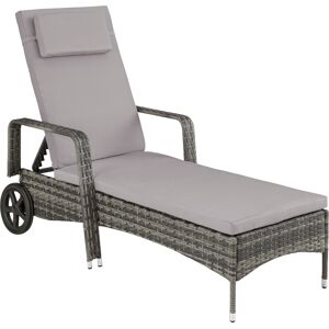 tectake Rattan Sonnenliege Cassis - grau