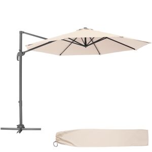 tectake Sonnenschirm Ampelschirm Ø 300cm mit Fusspedal und Schutzhülle - beige