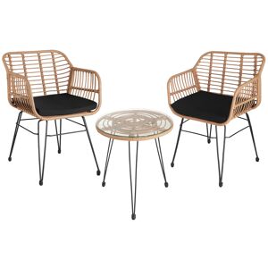 tectake Rattan-Sitzgruppe Molfetta 2+1 - natur