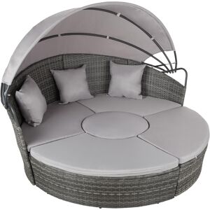 tectake Sonneninsel Rattan mit Aluminiumgestell und Sonnendach - grau