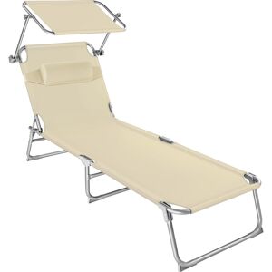 tectake Gartenliege 4-stufig mit Kopfpolster - beige