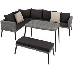 tectake Rattan Lounge mit Aluminiumgestell Pula - grau