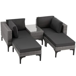 tectake Rattan Lounge mit Aluminiumgestell Bellaria - grau