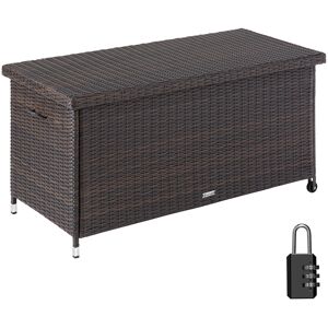 tectake Auflagenbox Kiruna mit Kunststoffgeflecht, 120x55x61,5cm, 270l - braun