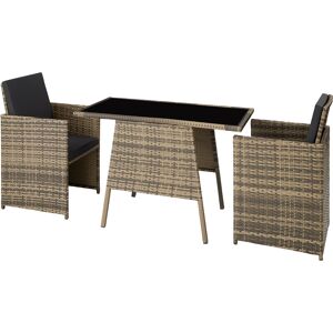 tectake Rattan Sitzgruppe Lausanne 2+1 - natur