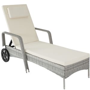 tectake Rattan Sonnenliege Cassis - hellgrau