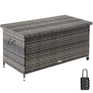 tectake Auflagenbox Kiruna mit Kunststoffgeflecht, 120x55x61,5cm, 270l - grau