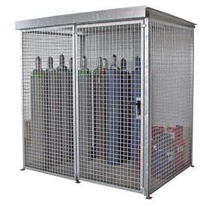 eurokraft pro Gasflaschen-Gittercontainer, mit Dach und Einflügeltor, BxT 2100 x 1500 mm