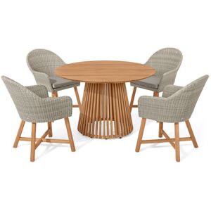 Teak-Dining-Set - Tchibo - Hellgrau Polyethylen   unisex