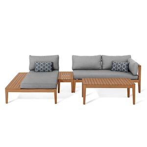 Teak-Lounge-Ecke - Tchibo - Dunkelblau/Gemustert Holz   unisex