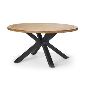 Teak-Dining-Tisch mit modernem X-Fuss - Tchibo - Schwarz Aluminium Teak  unisex