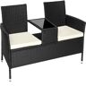 tectake Rattan Gartensitzbank mit Tisch - schwarz/beige