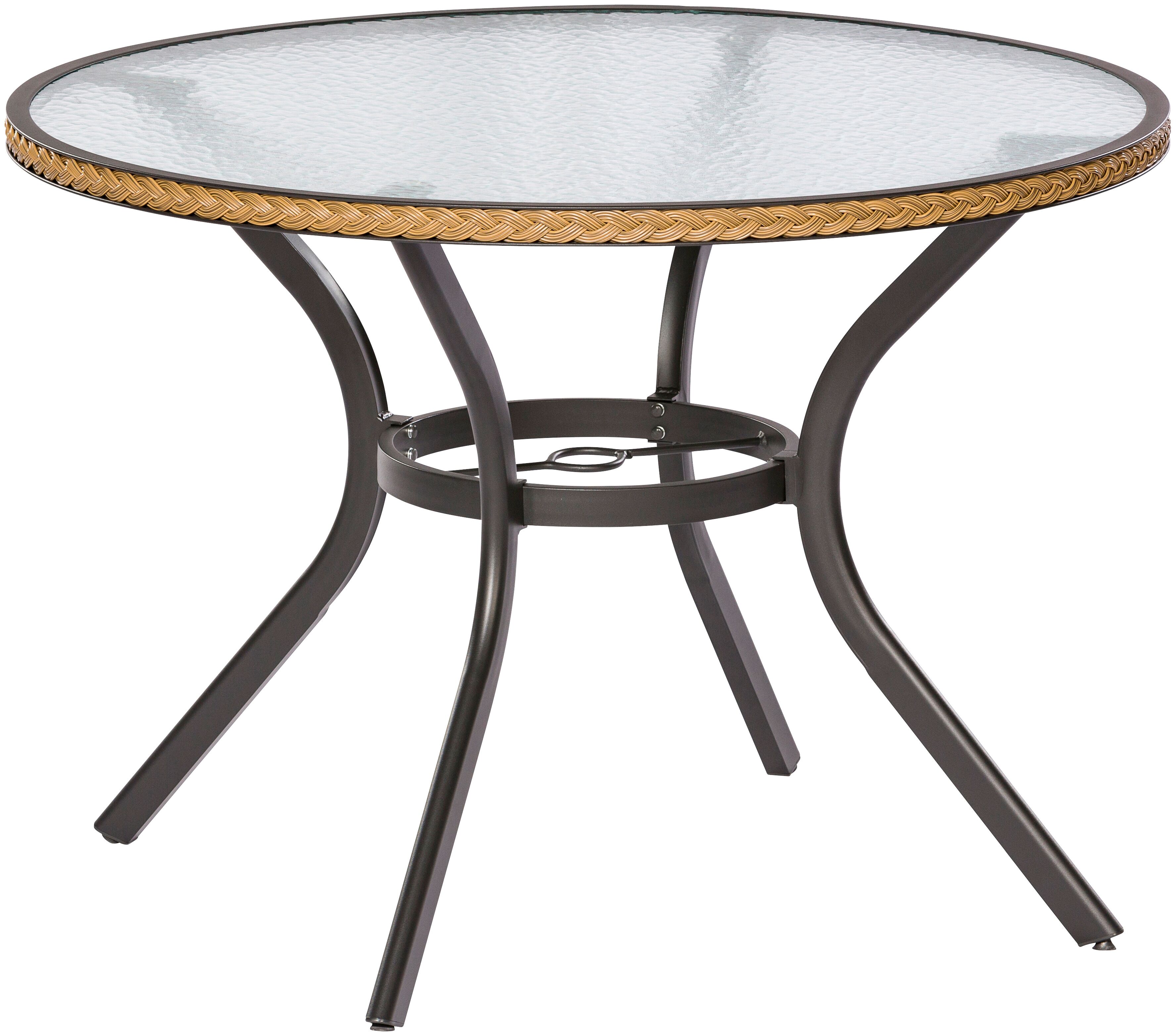 MERXX Gartentisch »Ravenna«, 100 cm Durchmesser beige Größe Tischplatte: Glas, Gestell: Aluminium