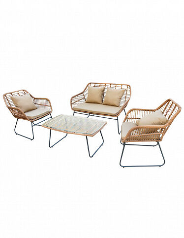 VEDIA Gartenset «Bali», Sofa + Sessel + Tisch, beige/weiss