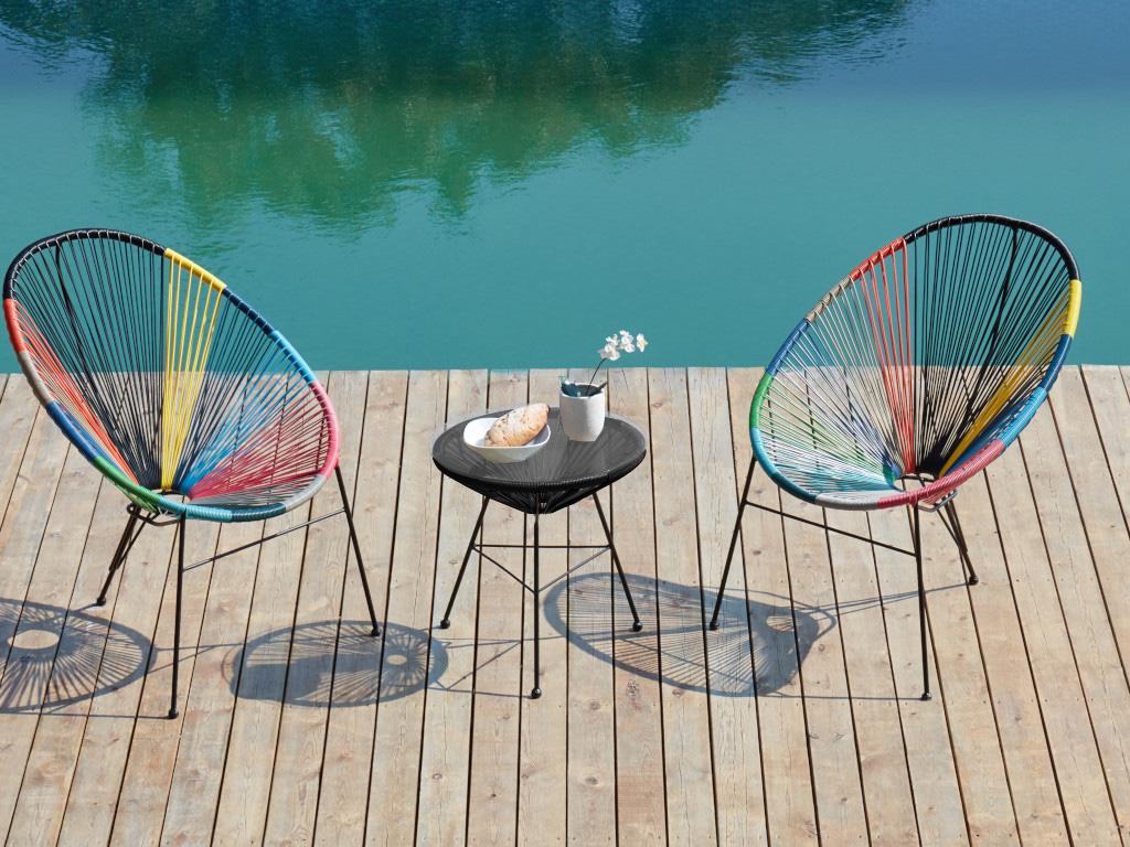 Vente-unique.ch Garten Sitzgruppe Polyrattan ALIOS II - Bunt II