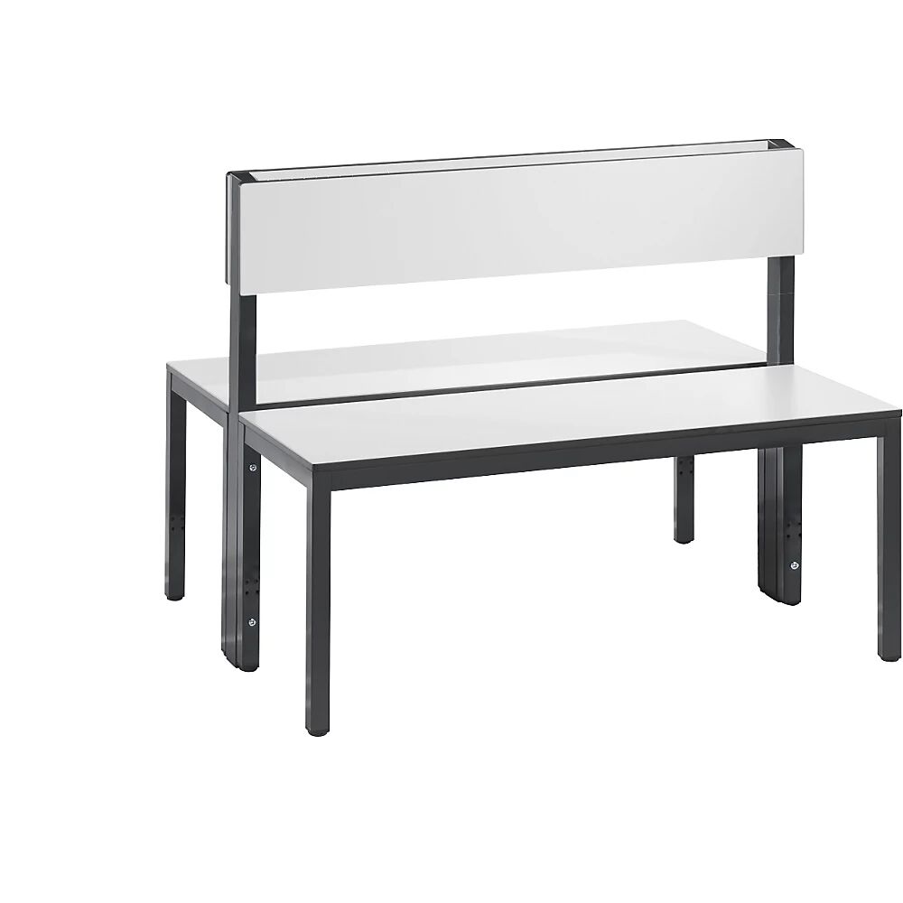 C+P Garderobenbank BASIC PLUS, doppelseitig Sitzfläche HPL, halbhoch Länge 1000 mm, weiß