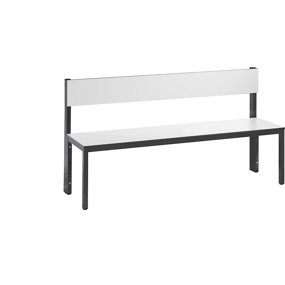 C+P Garderobenbank BASIC PLUS, einseitig Sitzfläche HPL, halbhoch Länge 1500 mm, weiß