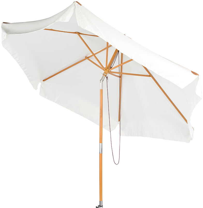 Royal Gardineer Neigbarer Sonnenschirm mit Holzgestell, UV-Schutz 50+, Ø 3 m, beige