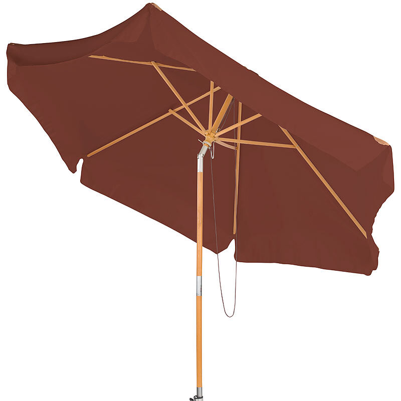 Royal Gardineer Neigbarer Sonnenschirm mit Holzgestell, UV-Schutz 50+, Ø 3 m, taupe