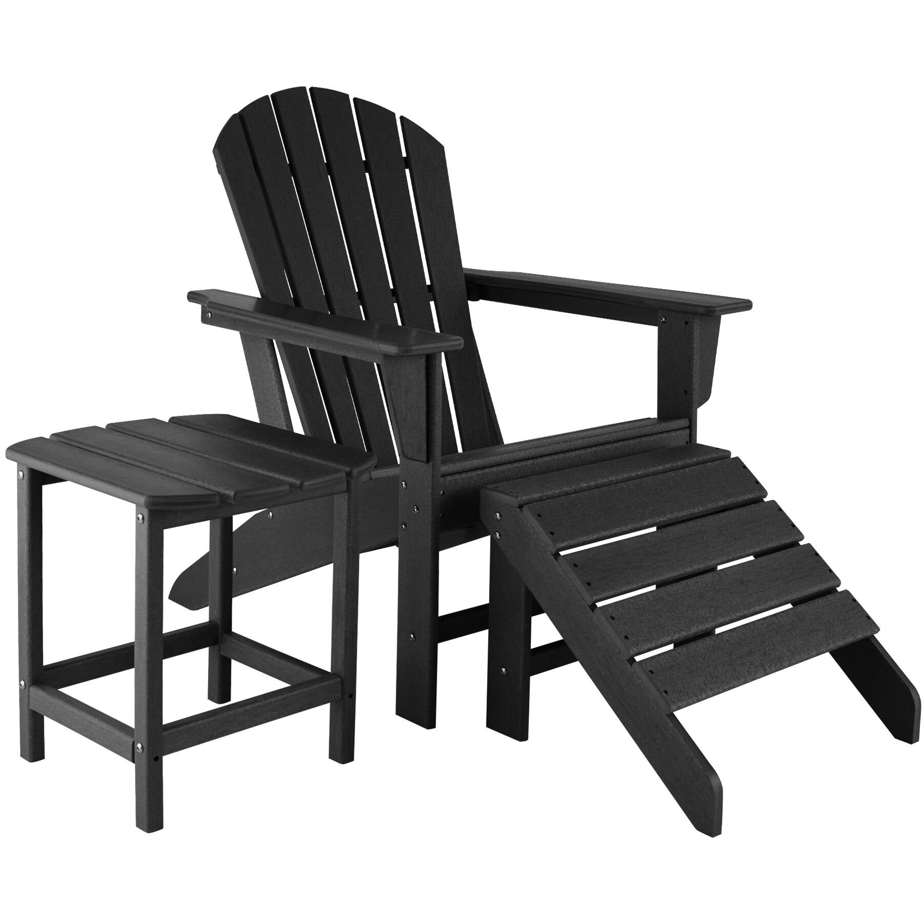 tectake Zahradní židle Janis s podnožkou a stolem - černá
