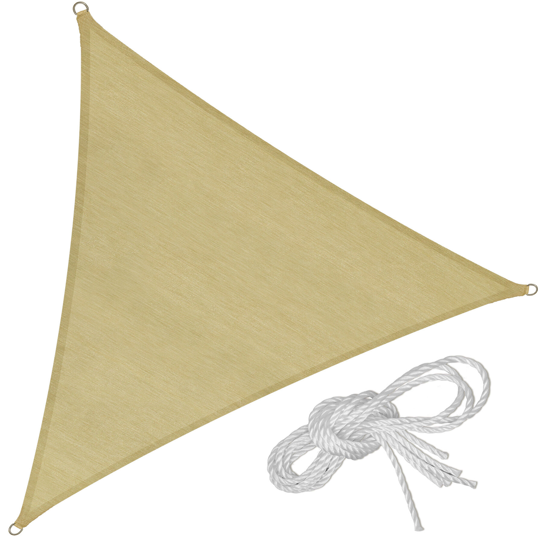 tectake Stínící plachta proti slunci trojúhelník, béžová - 500 x 500 x 500 cm