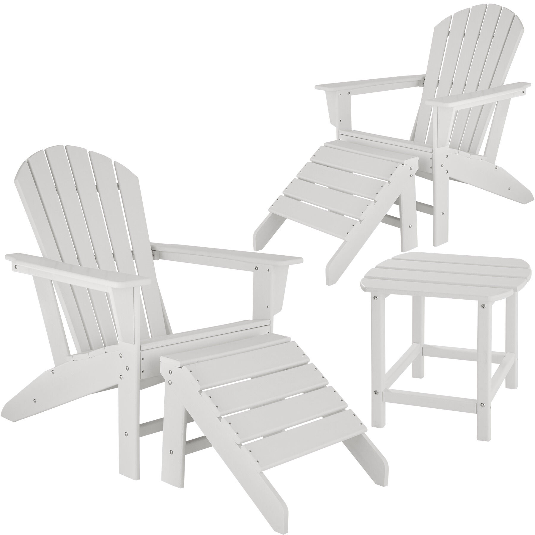 tectake 2 Zahradní židle Janis se 2 podnožkami a stolem - bílá
