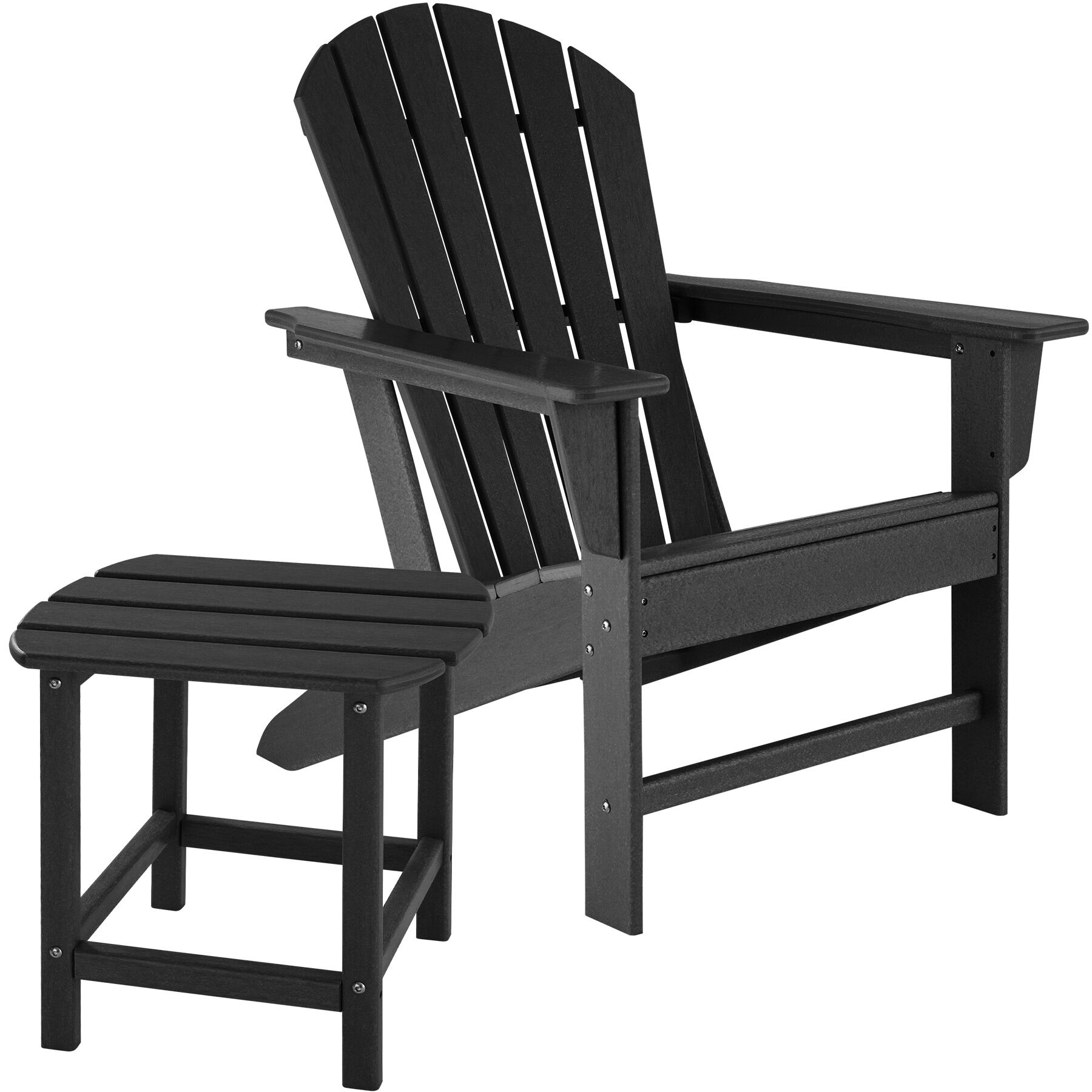 tectake Zahradní židle Janis s odkládacím stolkem - černá