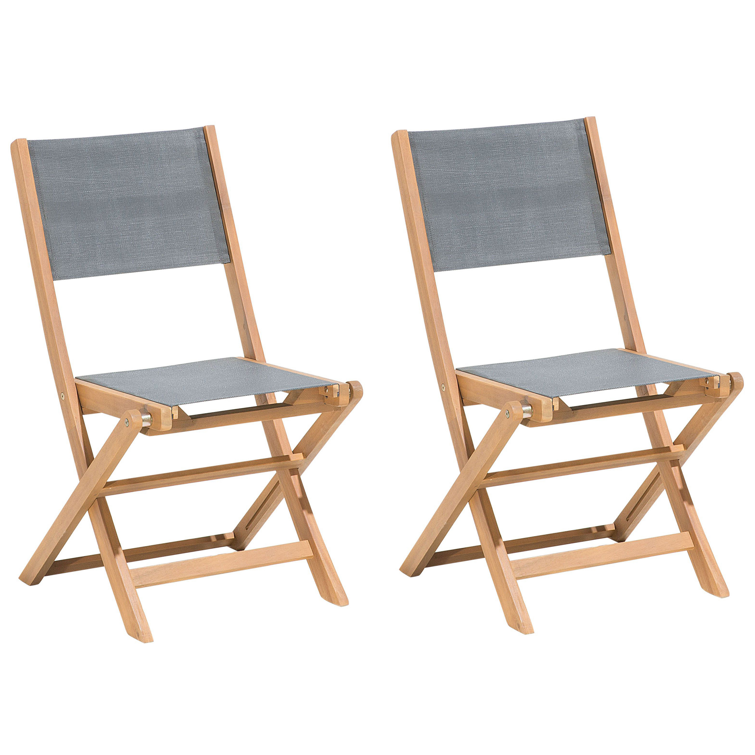 Beliani Sada dvou dřevěných záhradních židlí CESANA, barva tmavě šedá