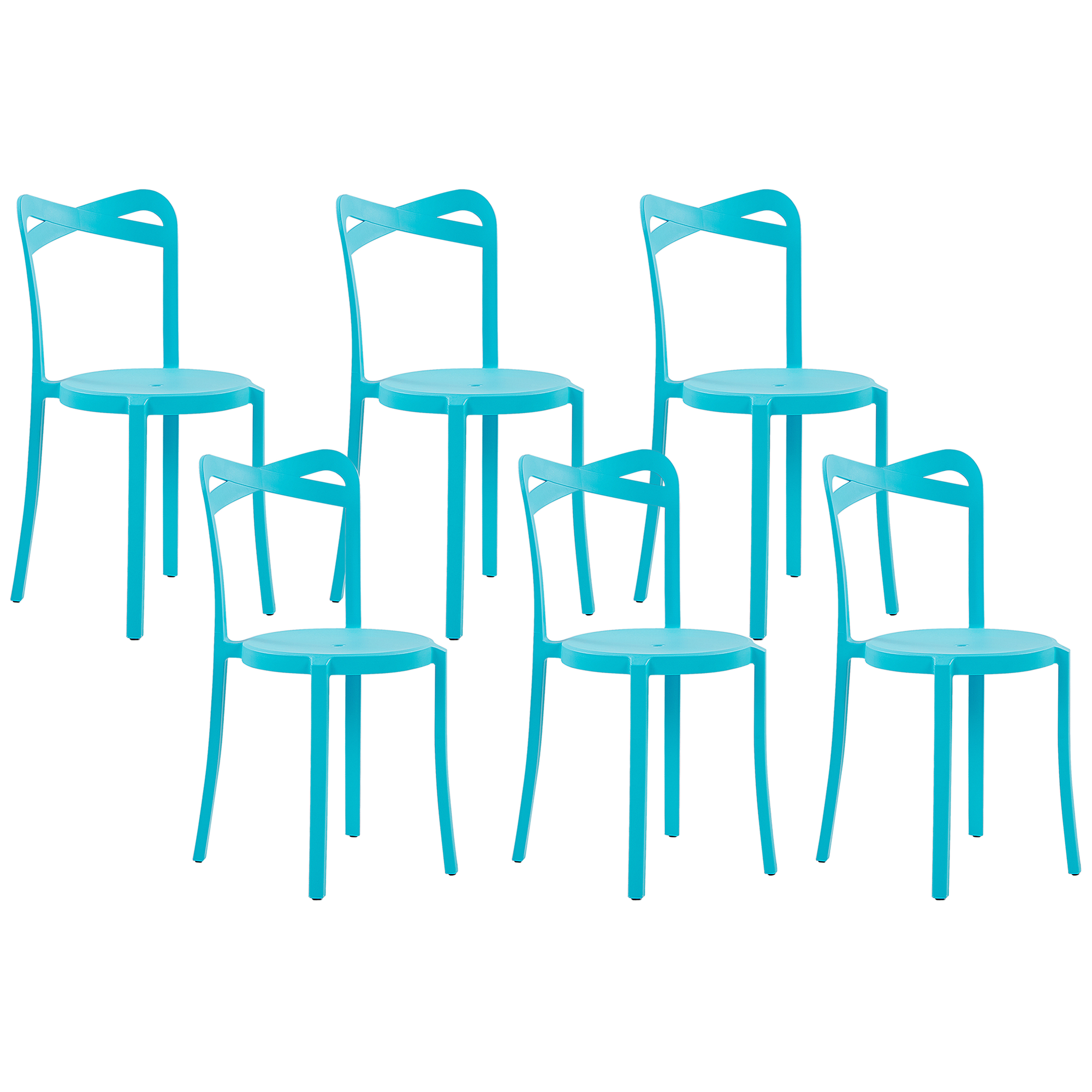 Beliani Sada 6 jídelních židlí plastových modrých CAMOGLI