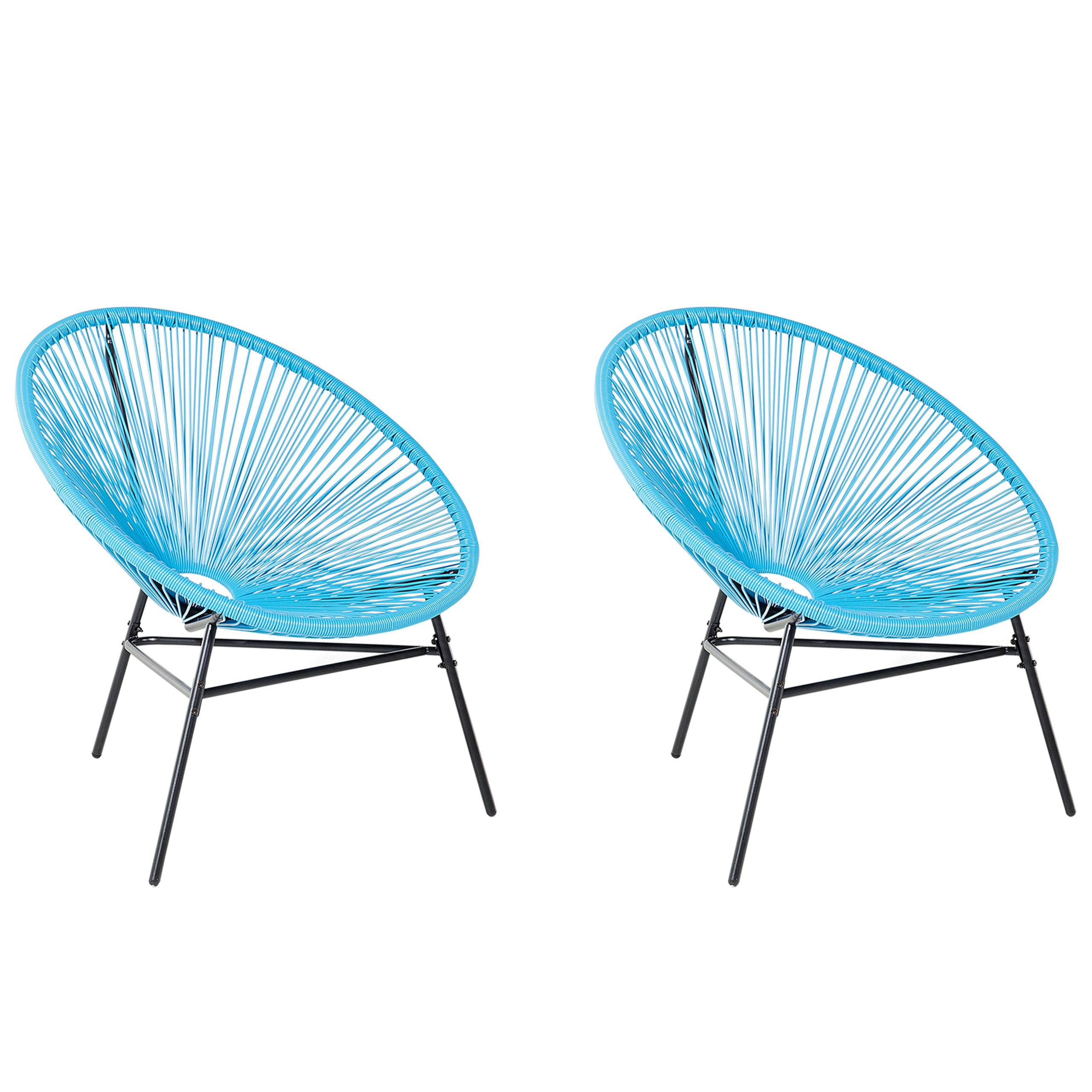 Beliani Sada 2 modrých polyratanových židlí ACAPULCO