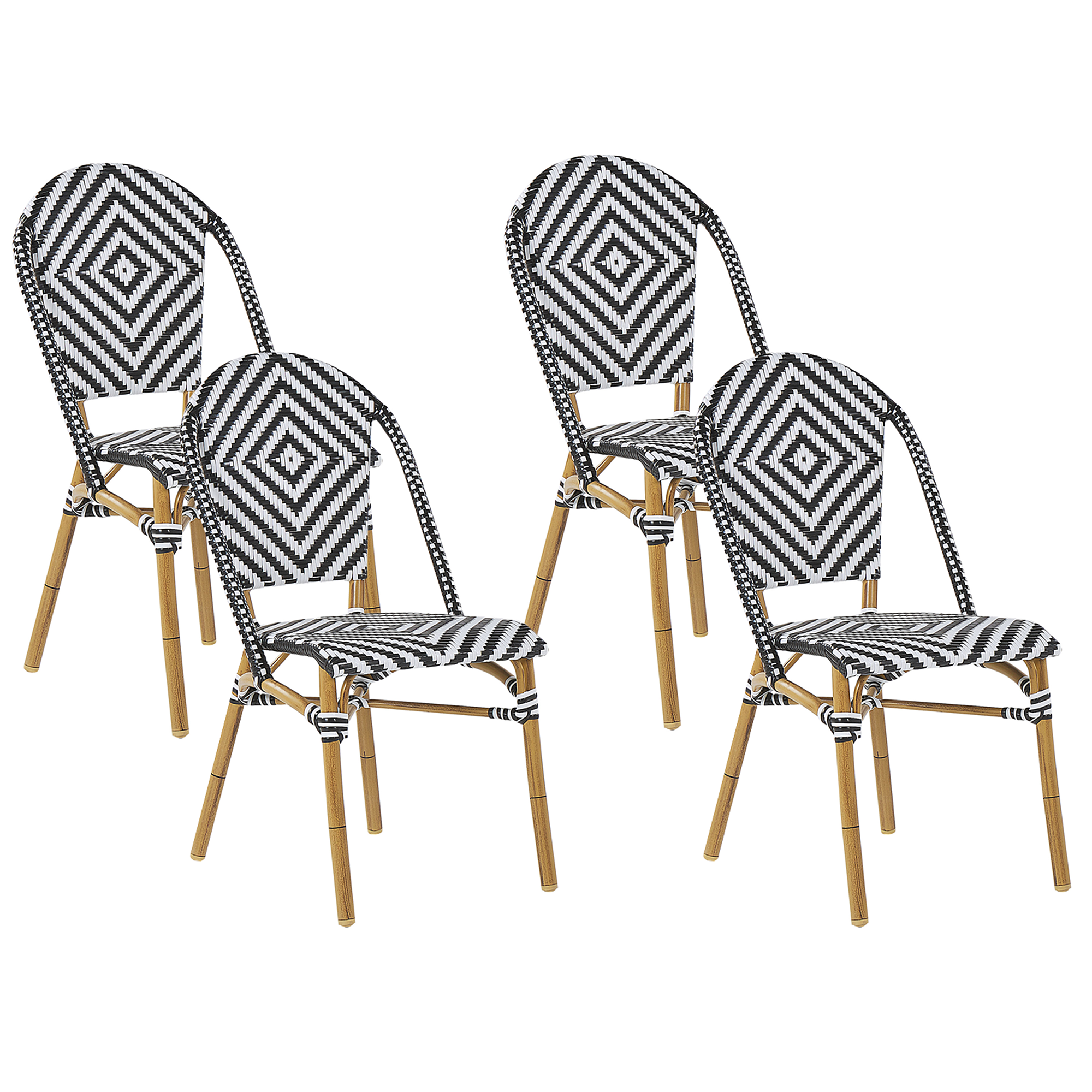Beliani Sada 4 židlí s černobílým vzorem RIFREDDO