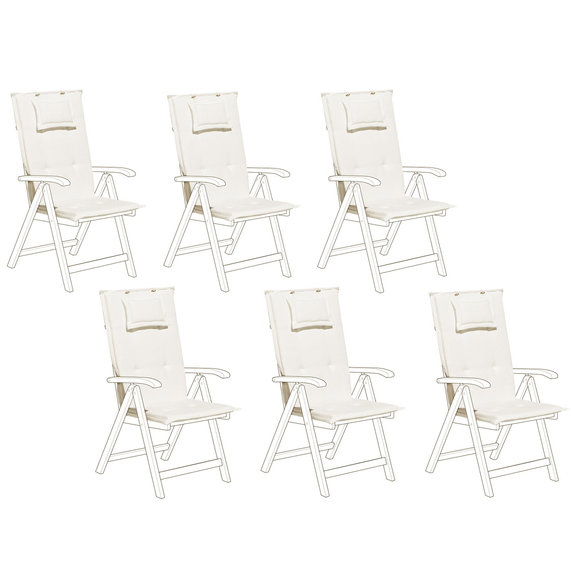 Beliani Sada 6 polštářů pro zahradní židle krémové TOSCANA/JAVA