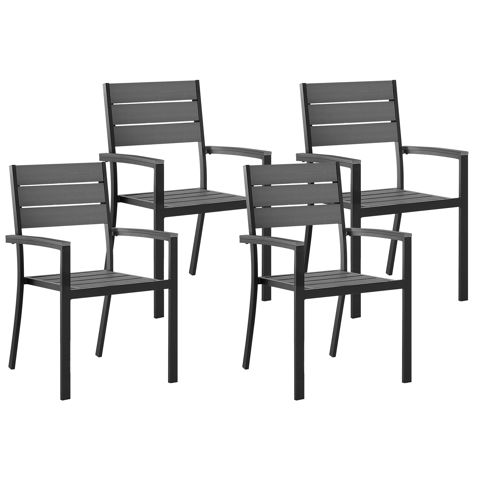 Beliani Sada 4 zahradních židlí v šedé barvě PRATO