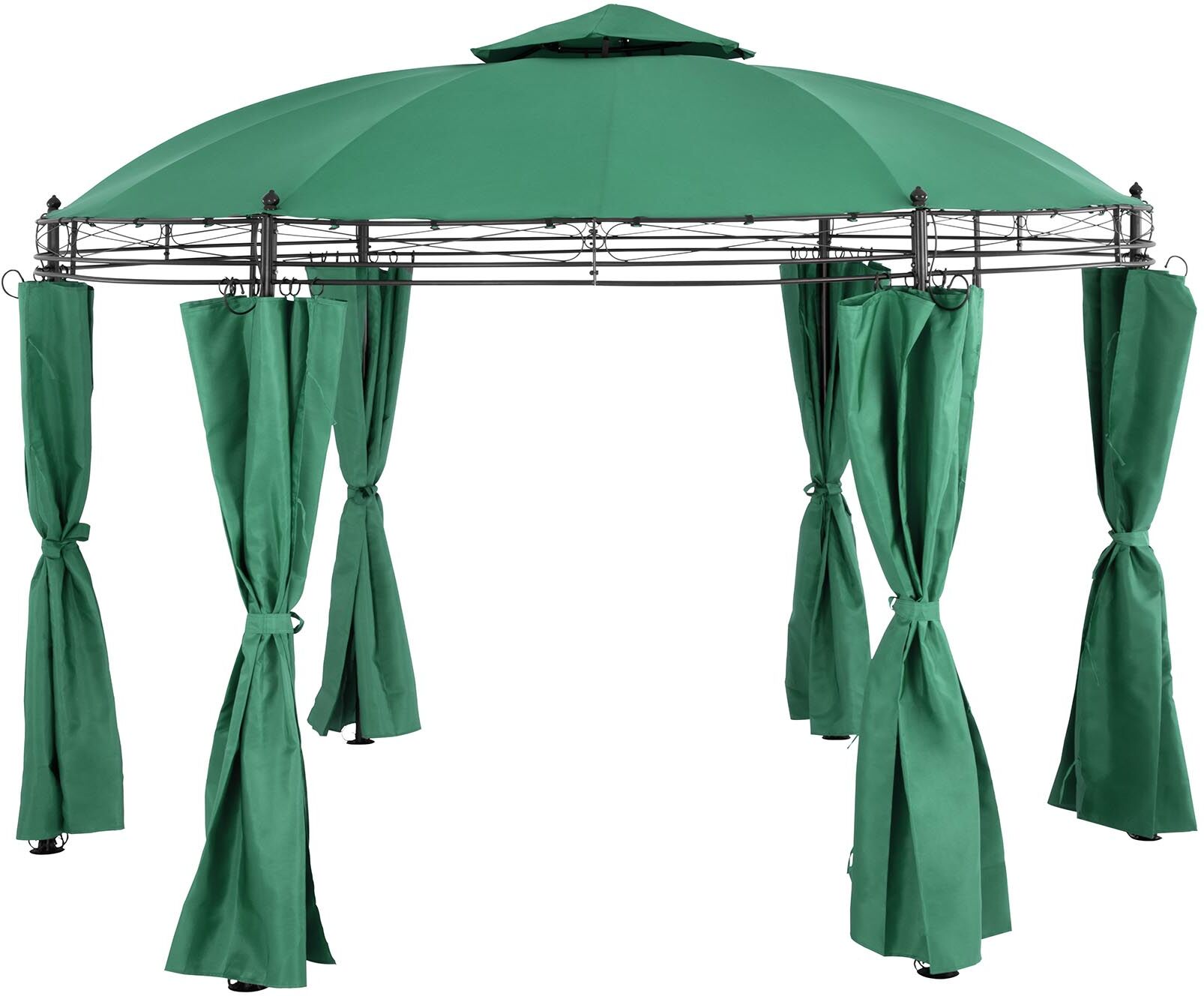 Uniprodo Zahradní altán kulatý - Ø 3,50 m - 180 g/m² - tmavozelený UNI_PERGOLA_3.5GR